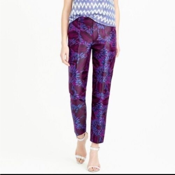 J. Crew Pants - J. Crew Purple and Blue Midnight Floral Cropped Garden Pants